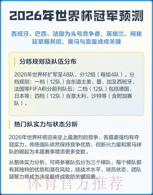 2026年世界杯竞猜热门排名预测深度解析